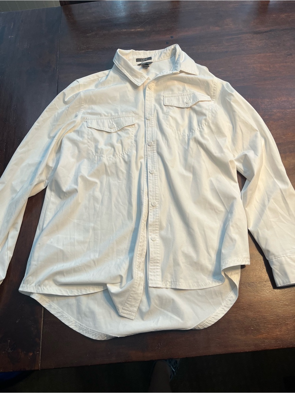 Eddie Bauer White Long-Sleeve Button-Up Shirt